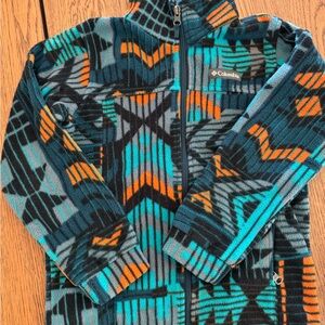 Columbia Teal and Orange Patterned Fleece